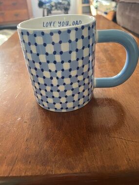 Blue Checked "Love You, Dad" Ceramic Coffee Mug